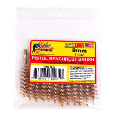 PROSHOT 9MM PISTOL BRUSH - 12 QTY. BULK PACK 9P-D - Taurus Savings